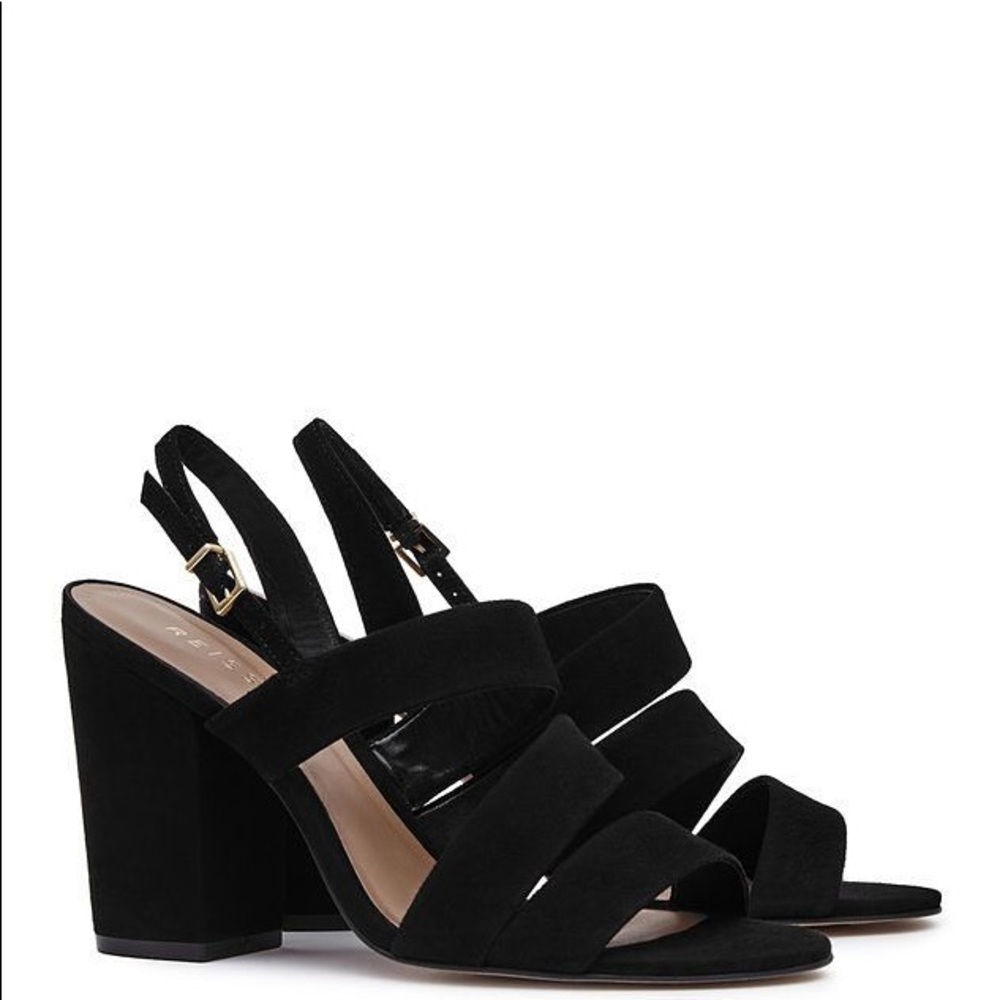 Reiss Naomi Black Suede Block-He Shoes